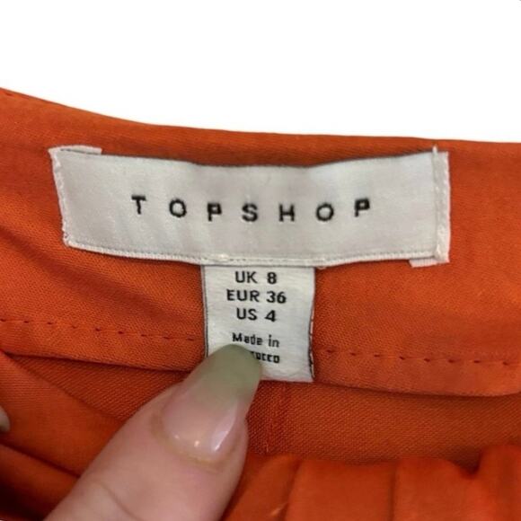 Topshop Orange Satin Wrap Midi Skirt Size 4 High Slit Vacation - Picture 4 of 5